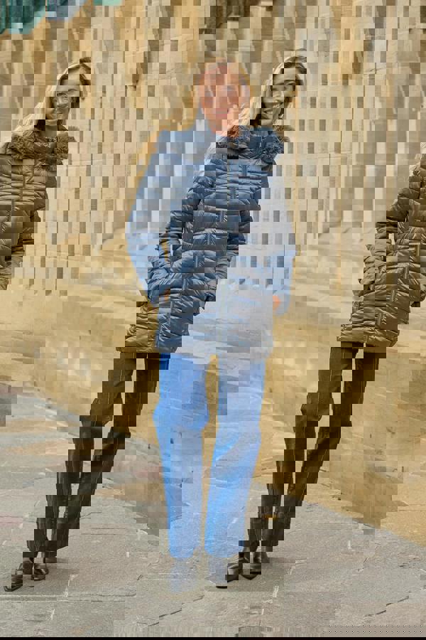 Mudflower Quilted Jacket With Detachable Fur Hood