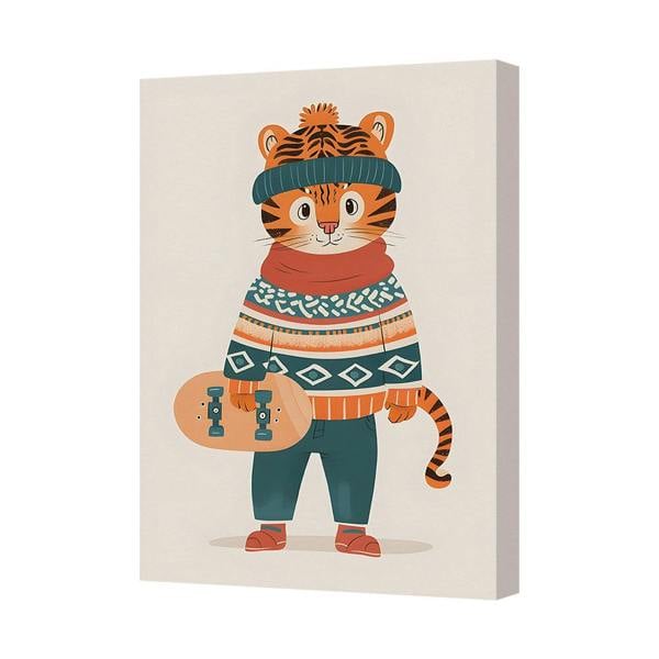 Benjamin Tate Design Tiger Wearing Cozy Knit Sweater Canvas Wall Art Print Home Decor