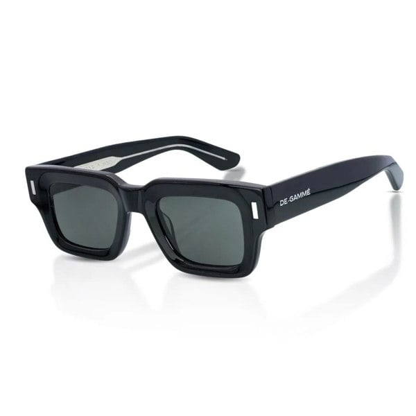 De-Gamme Budapest - Black Rectangle Thick Frame Polarized Sunglasses