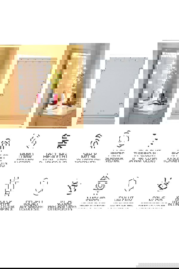 Living and Home 3 Lighting Modes & Touch Screen Control Hollywood Vanity Mirror Tabletop Cosmetic Mirror For Bedroom