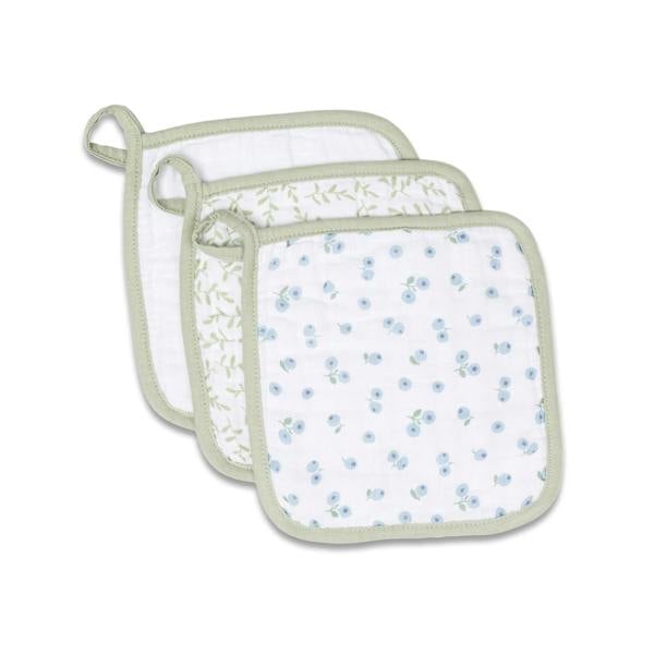 Lulujo - Wash Cloths - Blueberries , White & Greenery - 3 Pack