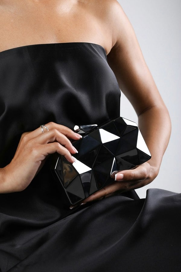 Where's That From Rica Geometric Clutch Bag In Black
