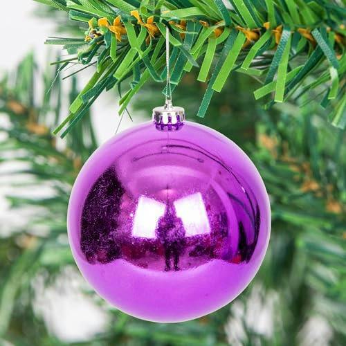 Shatchi 15cm Purple Shatterproof Christmas Baubles Set of 3 for Tree, Garland and Home Decor