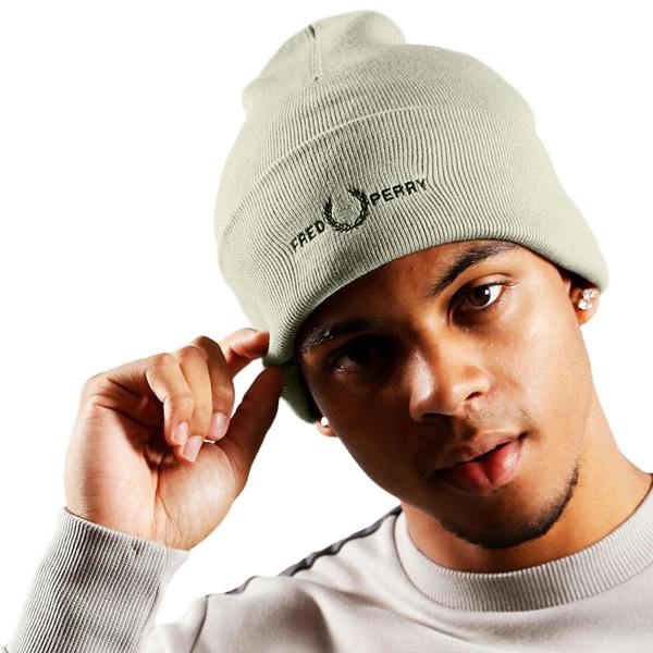 Fred Perry Unisex Adult Graphic Logo Beanie - Oyster - 