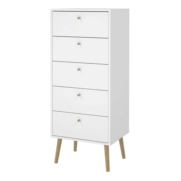 Wyld Haus Quietbloom White Wooden Storage Chest 5 Drawers