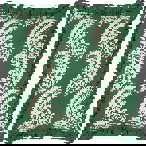 Paoletti Montrose Pleated Floral Cushion Cover - Bottle Green