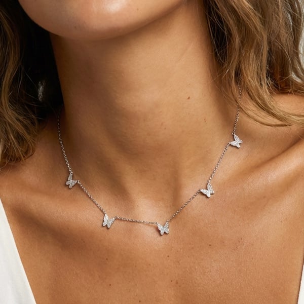 MUCHV Choker With Five Butterfly Charms