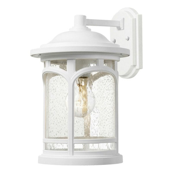 Outdoor IP44 1 Bulb Wall Light Lantern White LED E27 60W d02295 Loops