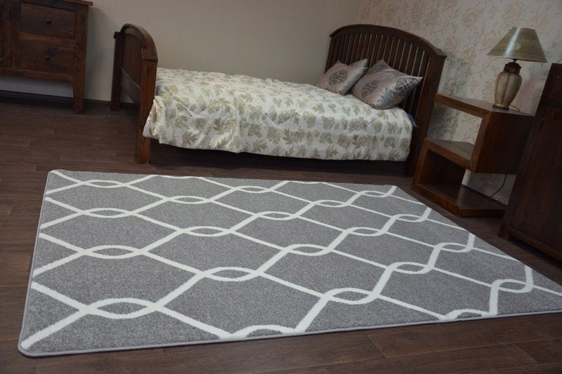 RugsX Sketch Rug - Grey & White Interlocking Ovals