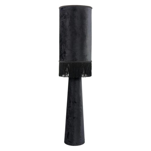 Happy Homewares Vintage Black Velvet Fabric Floor Lamp with Victorian Trim and Tassels