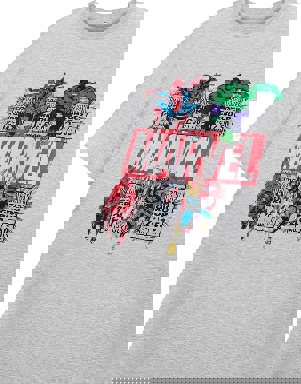 Marvel Mens Grey Comic Style Short Sleeved T-Shirt