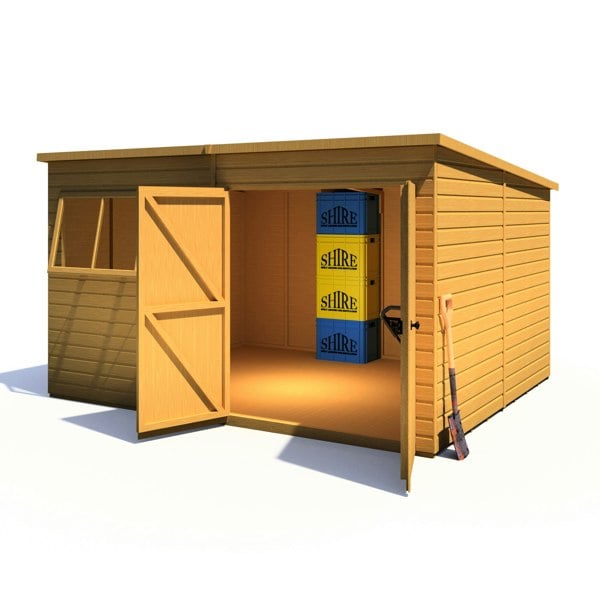 Shire Ranger 12x10 Double Door Premium Pent interlock Shiplap Shed - Best Shed