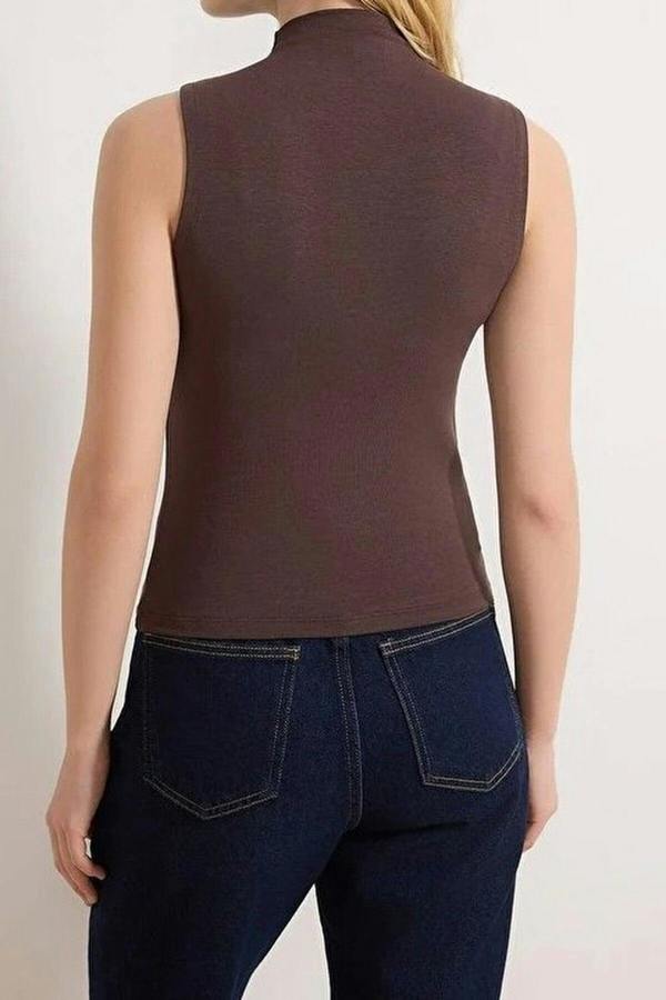 WOVCOR High Neck Regular Length Knitted Blouse
