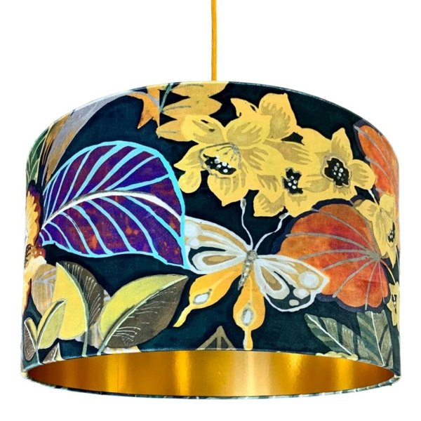 Love Frankie Swallowtail Velvet Lampshade With Gold Lining