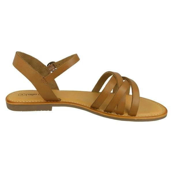 Leather Collection Ladies Leather Collection Flat Strappy Sandals F00196
