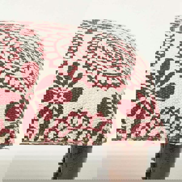 HOMESCAPES Cassia Red Geometric Footstool