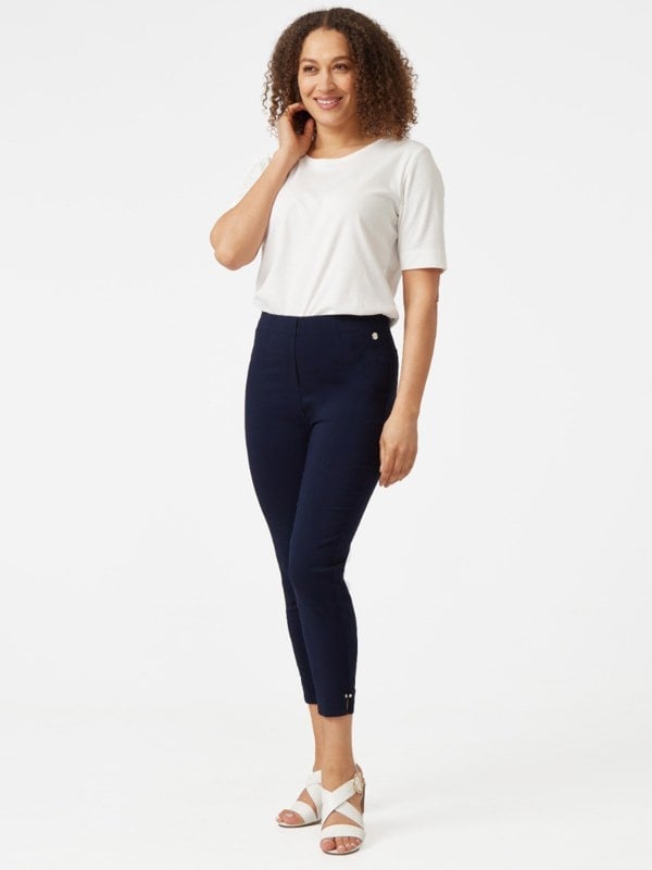 PennyPlain Cropped Bengaline Trousers Short - French Navy