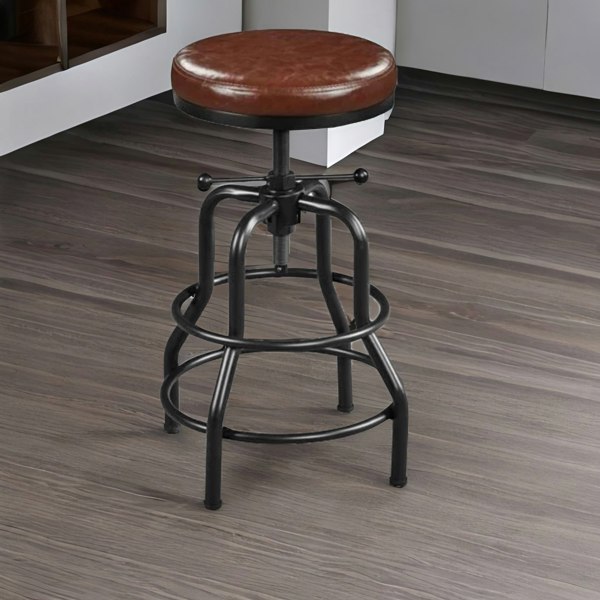 Rafaelo Mobilia Industrial Faux Leather Bar Stool With Adjustable Height