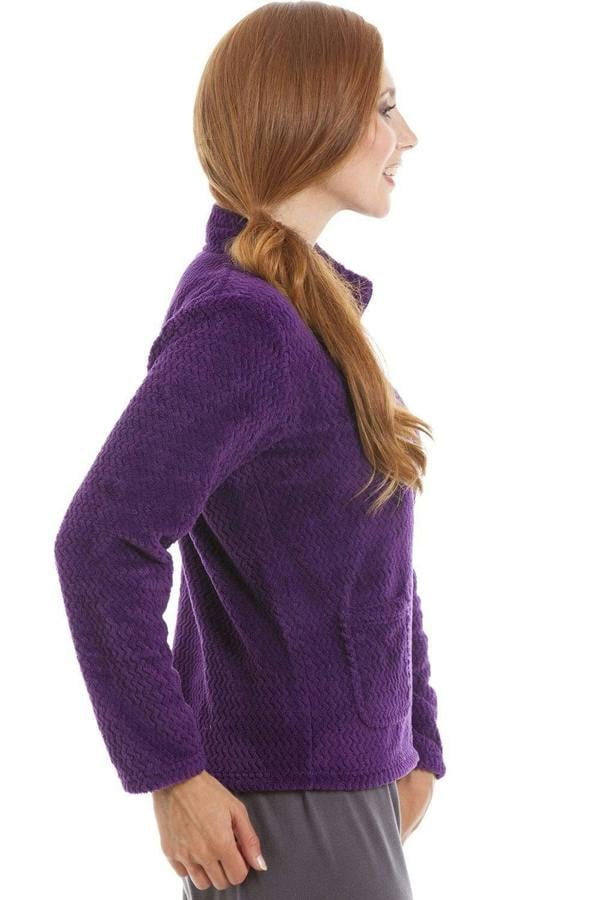 Womens Zip Front Soft Textured Fleece Bed Jackets