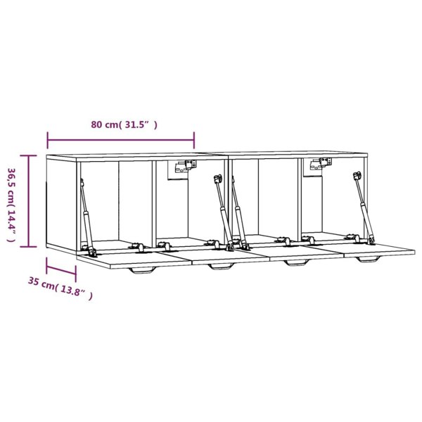 Berkfield Wall Cabinets 2 pcs White 80x35x36.5 cm Engineered Wood