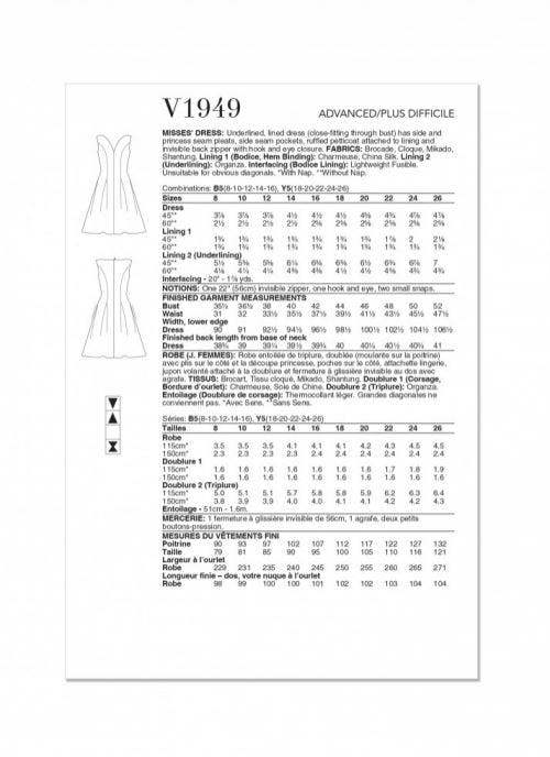 Vogue Sewing Pattern 1949, Dresses for Women, Y5 (18-20-22-24-26) - Advanced