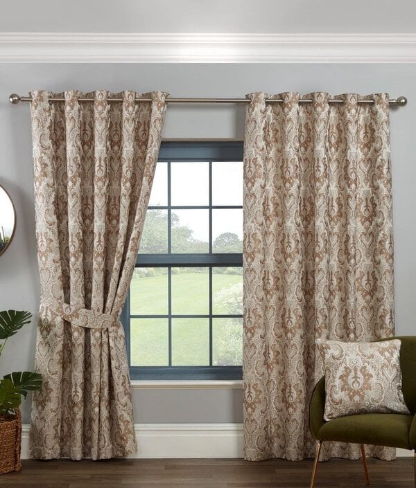 Tegola Pencil Pleat Curtains - Latte