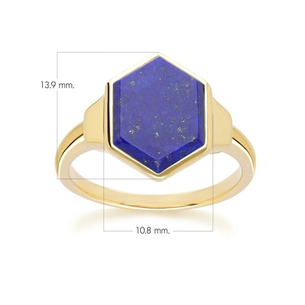 Gemondo Grand Deco Hexagon Lapis Lazuli Ring in Gold Vermeil
