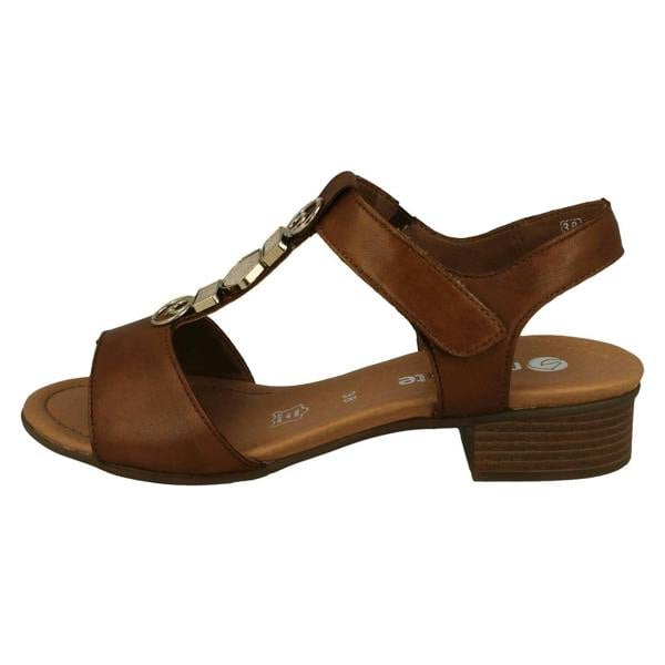 Remonte Ladies Remonte Block Heeled T-Bar Detailed Sandals D0P52