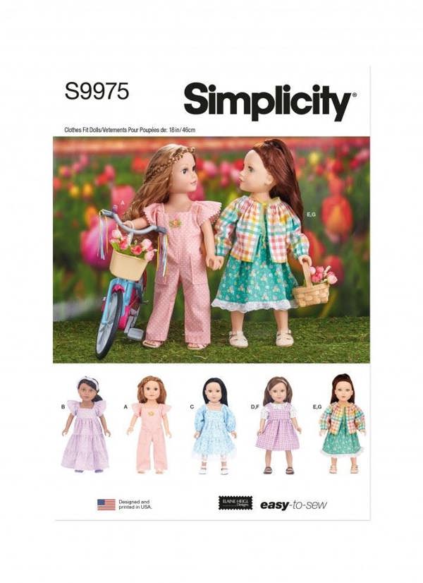 Simplicity Sewing Pattern 9975, Doll Clothes OS (One Size) - Easy