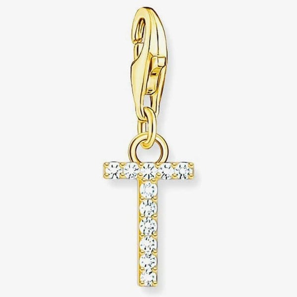 THOMAS SABO Gold Plated Cubic Zirconia Letter T Charm 1983-414-14