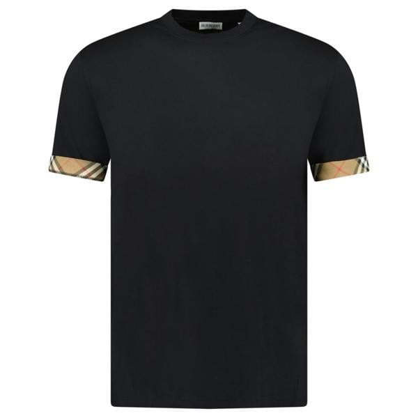 Burberry 'Ellison' Organic Cotton Check Sleeve Black - chancefashionco