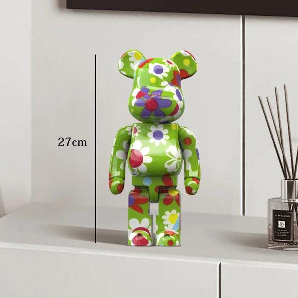 Graffiti Bear Resin Statue Decor | Modern Colourful Bear Ornament 27cm