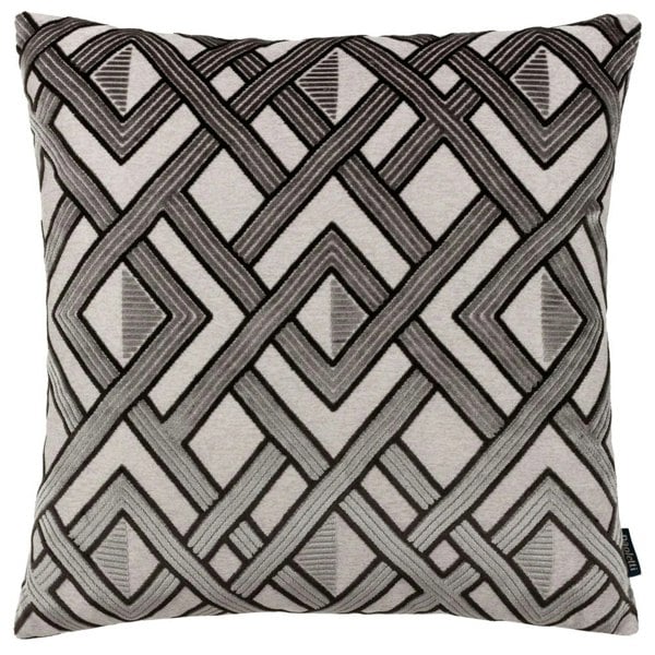 Paoletti Henley Jacquard Velvet Cushion Cover - Grey/Black