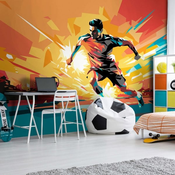 Origin Murals Football Player Abstract Landscape - Orange