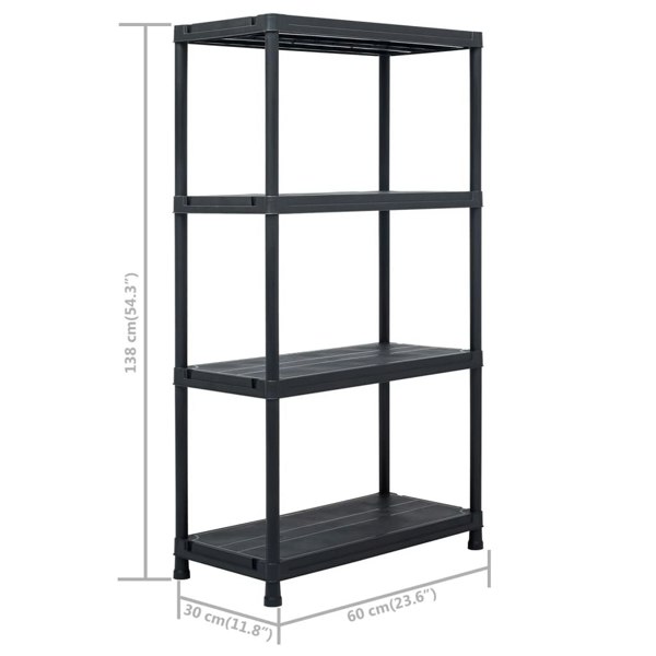 Berkfield Storage Shelf Racks 2 pcs Black 60x30x138 cm Plastic