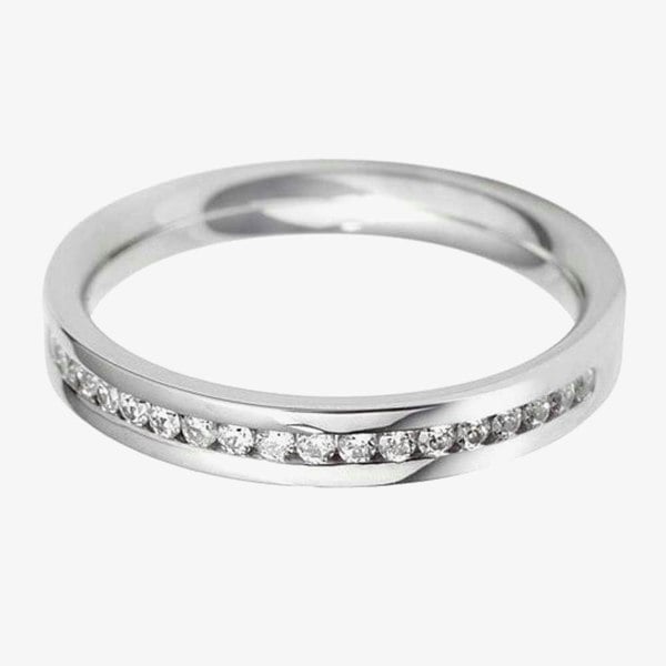 T. H. Baker 9ct White Gold 3.0mm Channel Set Diamond Flat Court Wedding Ring WGH2/3R125 9W HSI