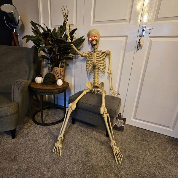 Samuel Alexander Pack of 4 5ft (150cm) Posable Full Body Halloween LED Skeleton Decoration with Movable Joints and LED Eyes