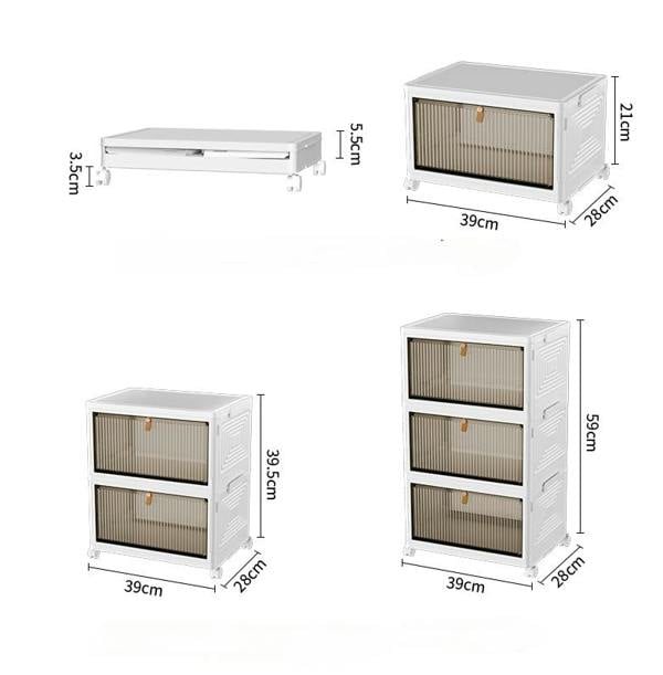 HYGRAD BUILT TO SURVIVE Foldable White Plastic Shoe Box 2/3/4/5/6 Tier Stackable Storage Cabinet-Rolling Storage Organizer Containers With Lid