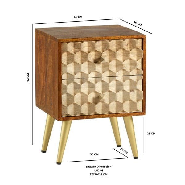 IH Design Camille Retro 2 Drawer Side Table