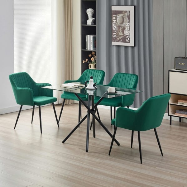 Indoor Living Miami Dining Table with 4 Charlotte Velvet Chairs