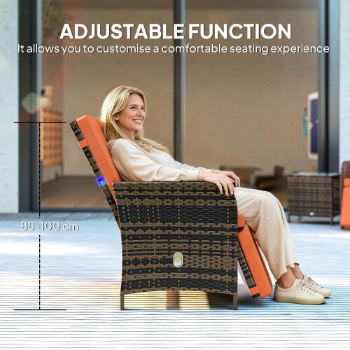 Wyld Haus Haridi Brown Rattan and Orange 3 Piece Bistro Set With Cushions And Storage Table