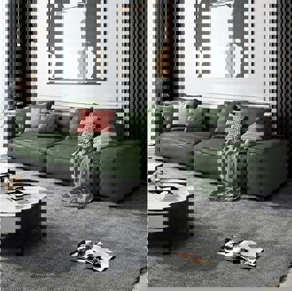 Aula Two Seater, Three Seater, Four Seater Sofa, Modular Sofa, Leathaire-Sofas-Weilai Concept-Green-Two Seater 210CM ( Comes in 1 Pc )-Weilai Concept