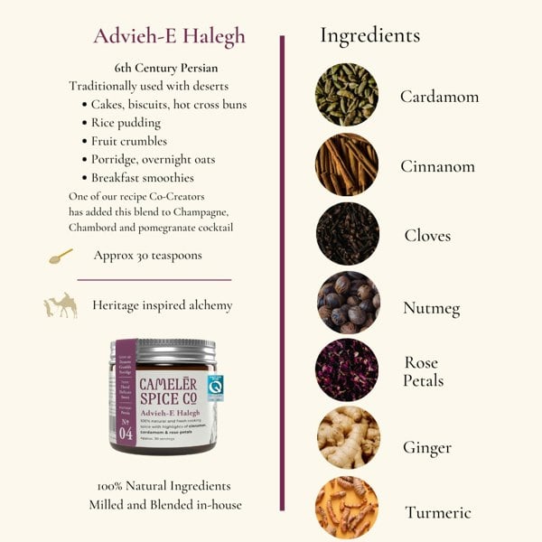 Camelēr Spice Co. Advieh-E Halegh- Fragrant Dessert Spice Blend