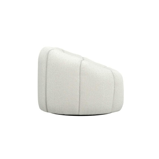 Wyld Haus Juniper Retro Upholstered Ivory Boucle Swivel Armchair