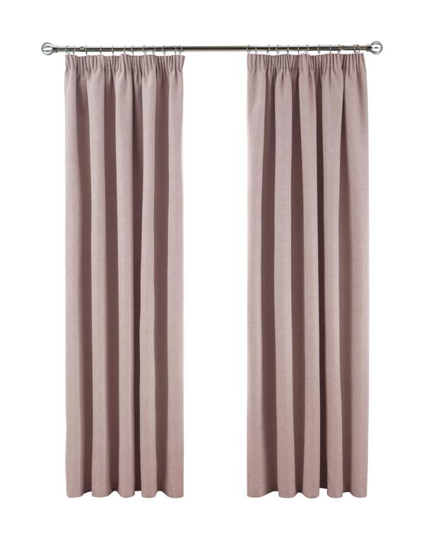Smart Living Textured Rib Weave Boutique Pencil Pleat Curtain - Blush