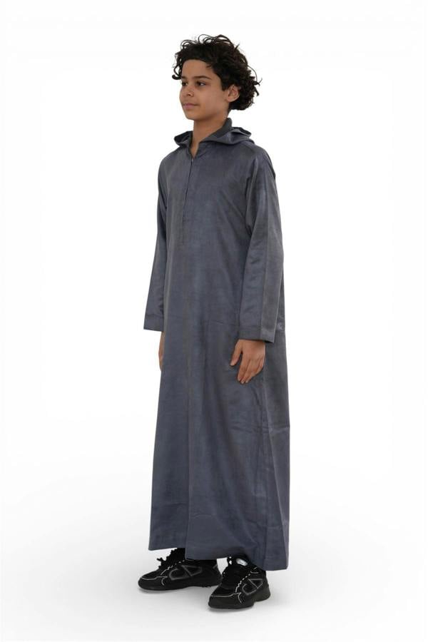 Infinity Leather Kids Boys Hooded Eid Moroccan Jubba Robe Ramadan Eid Thobe - K-HM12
