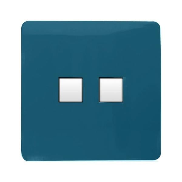 Trendi Switch 2 Gang RJ45 Cat 5e PC Ethernet & Telephone Slave Sockets in Midnight Blue