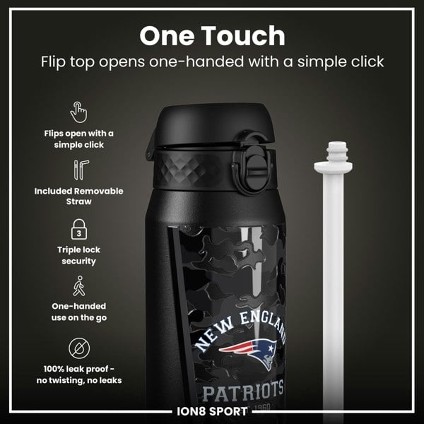 ION8 NFL x ION8 Insulated Steel Water Bottle, NFL Patriots, 750ml (24oz)