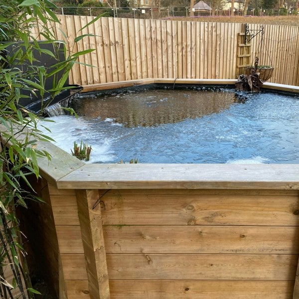 6ft 348 Gallon Octagonal Raised Wooden Koi Pond, 44mm thick, 831mm high, 1586 litres