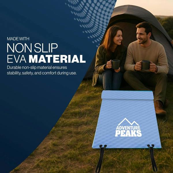ADVENTURE PEAKS Camping Mat Waterproof EVA Foam Exercise Mat Extra Thick 1.5 CM Lightweight Yoga Mats with Elastic Straps Ideal Camping